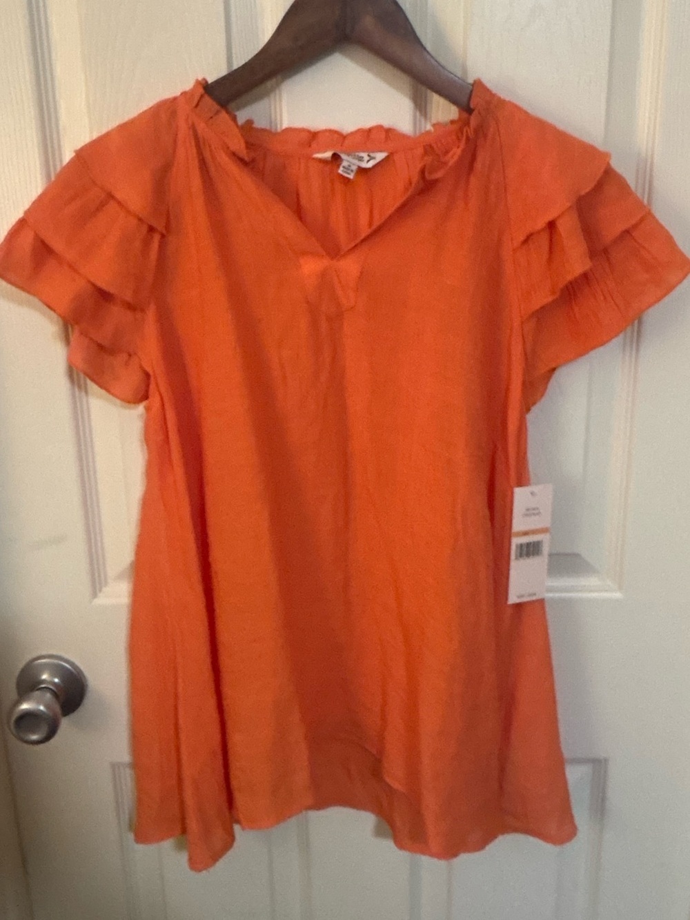 Nanette Lepore Orange Textured Short Sleeve Top — Size S - Picture 3 of 10